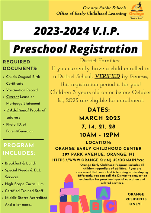 2023-2024 V.I.P. Preschool Registration